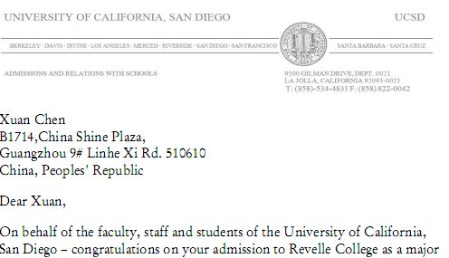 恭喜华师陈同学录取UCLA