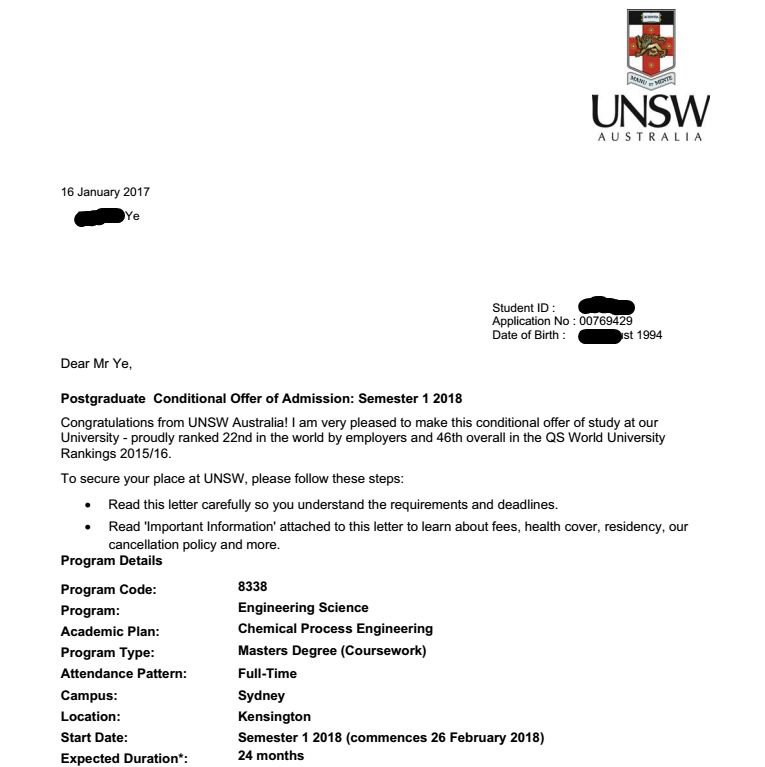 广工叶同学获莫纳什大学、新南威尔士大学、昆士兰大学录取