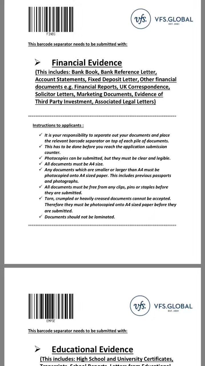 注意,现在英国签证需要使用分隔页了