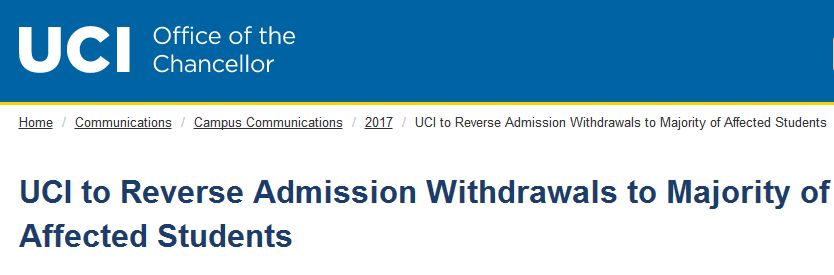 重大逆转！290名新生被美国加州欧文重新录取！