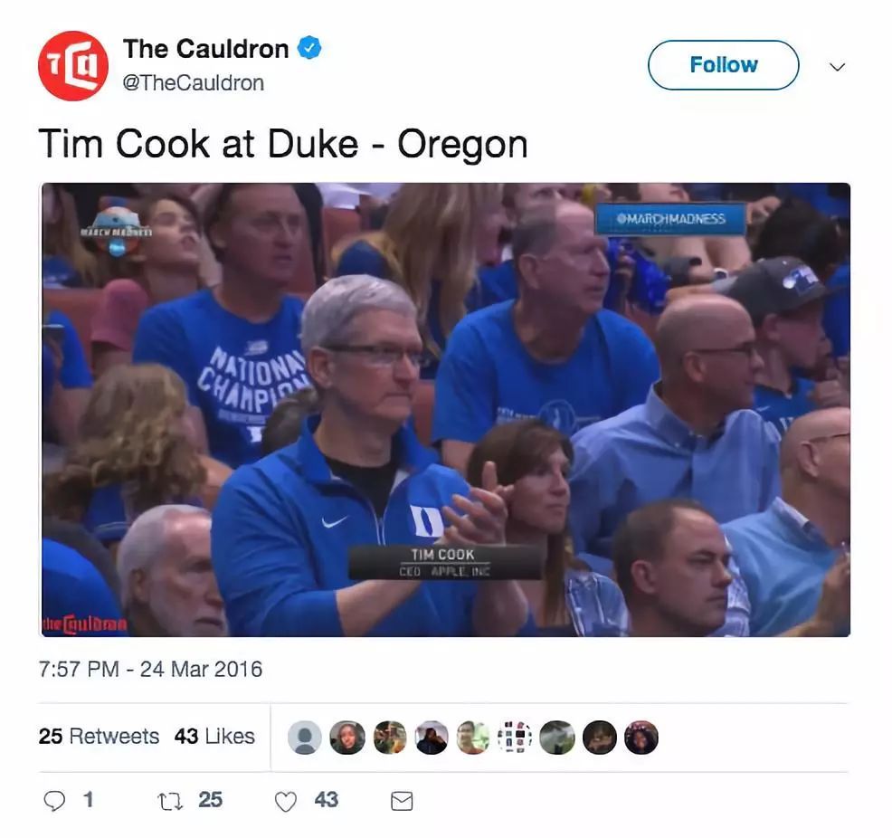 苹果CEO库克在杜克大学毕业典礼演讲:请永远不要满足于现状!