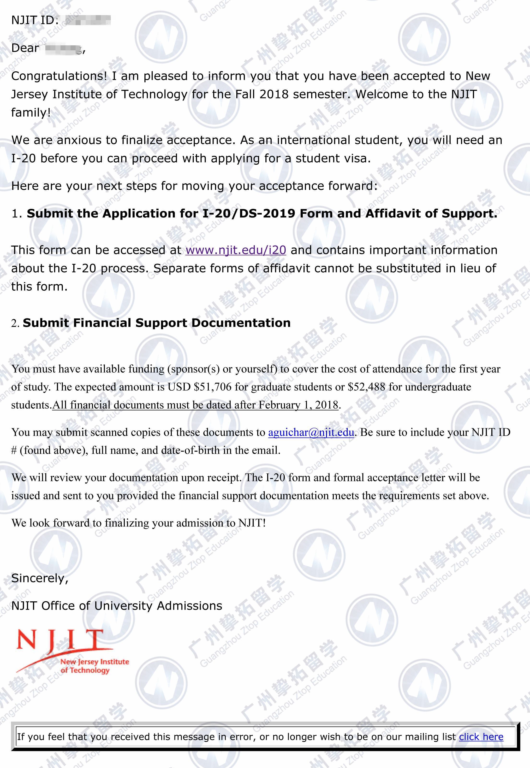 广工李同学获新泽西理工学院机械工程专业硕士录取