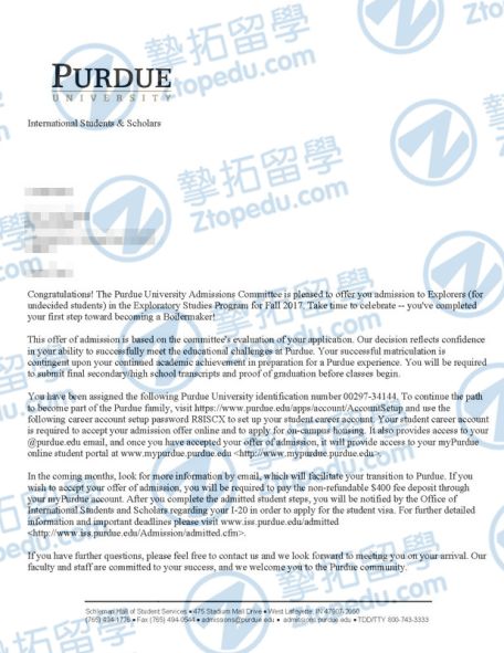 深圳朱同学获普渡大学本