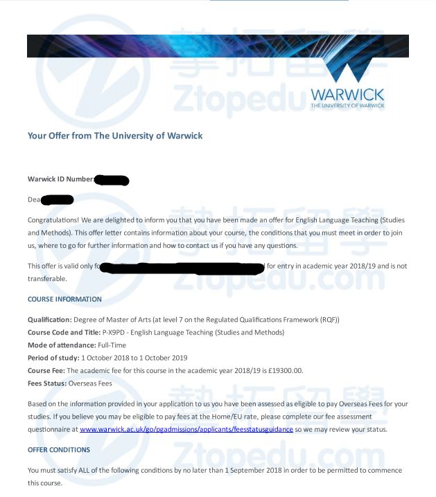 华师胡同学获华威大学英