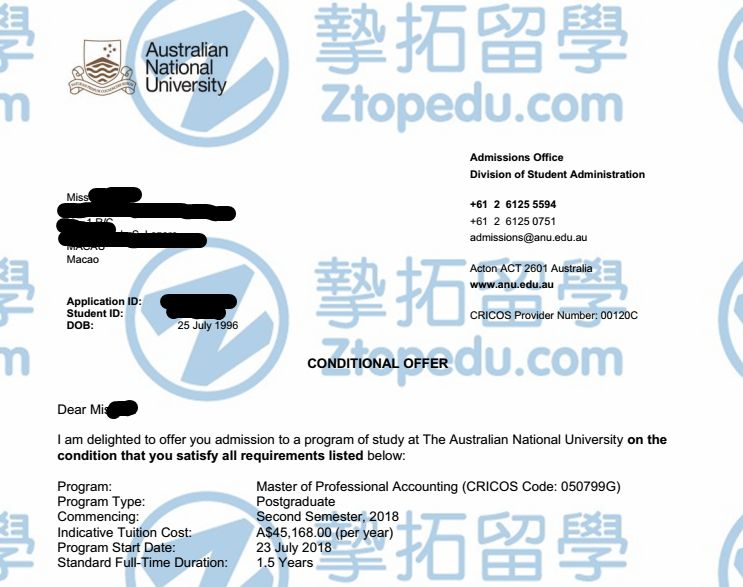 华农符同学获澳洲国立大